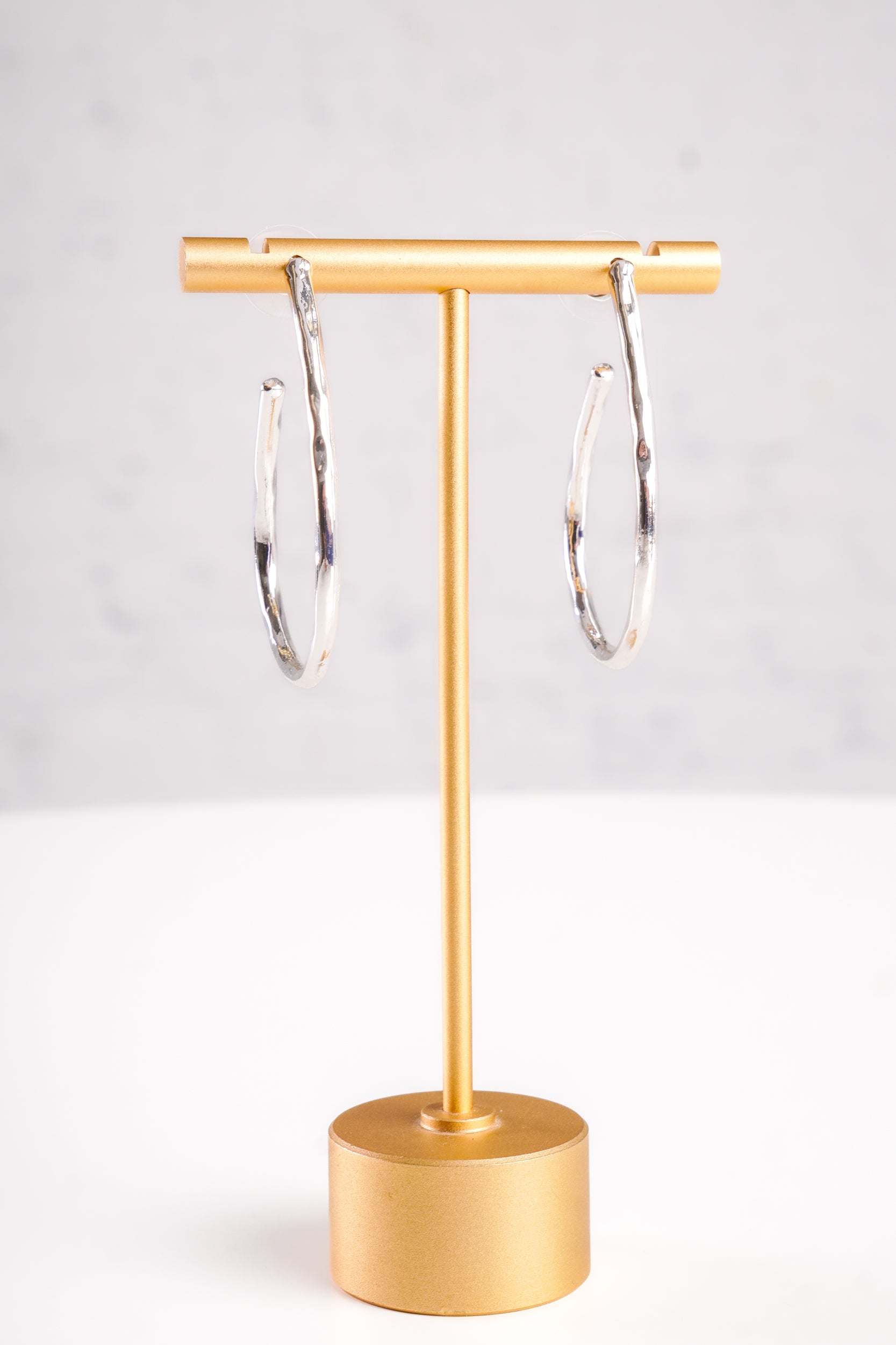 Silver Teardrop Hoop Earrings