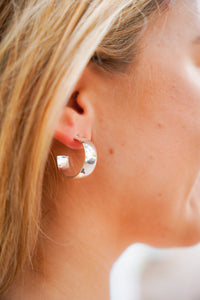 Wide Hoop Earrings in Silver