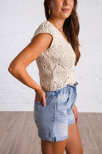 High Rise Denim Shorts