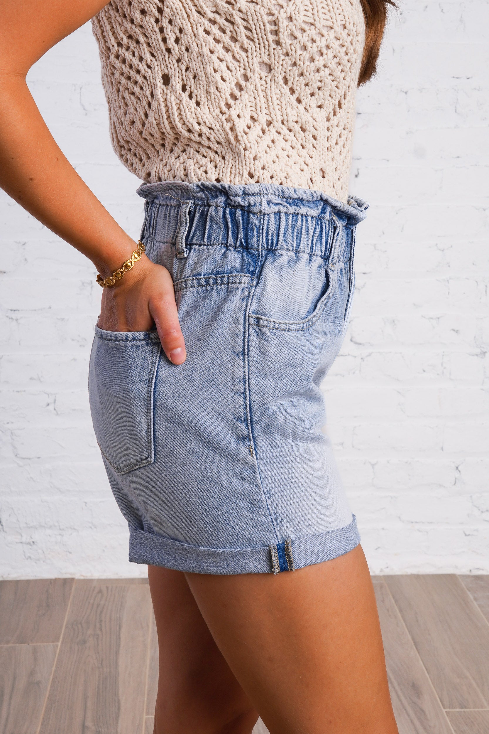 High Rise Denim Shorts