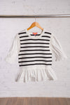 Black and white striped top with ruffled bottom 