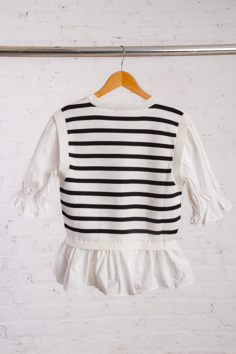 Black and white striped top with ruffled bottom 