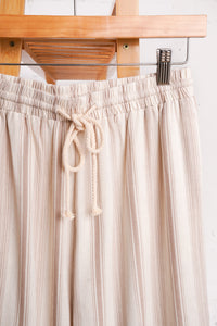 Coastal Charm Beige Stripe Pants