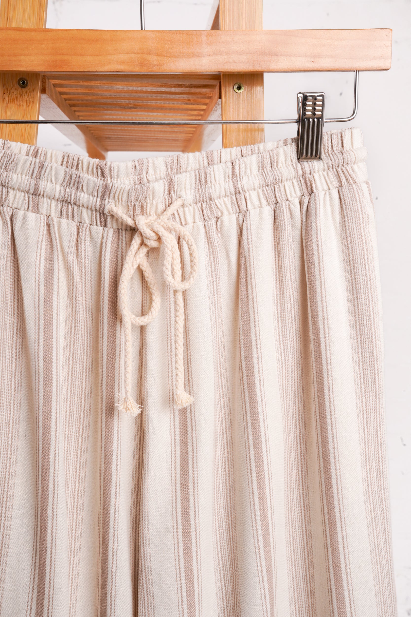 Coastal Charm Beige Stripe Pants