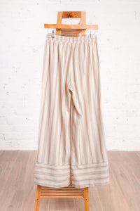Coastal Charm Beige Stripe Pants
