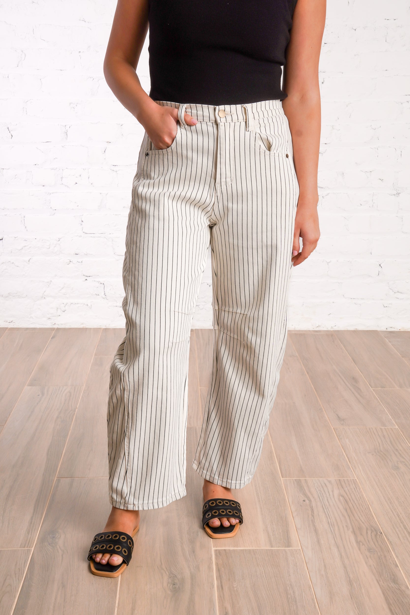 Weekend Wanderer Striped Barrel Jeans