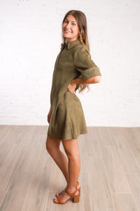 Olive Suede Dress
