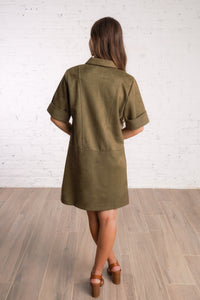 Olive Suede Dress