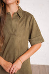 Olive Suede Dress