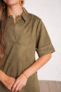 Olive Suede Dress