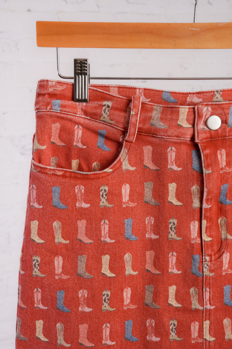 Western Boot Print Skirt