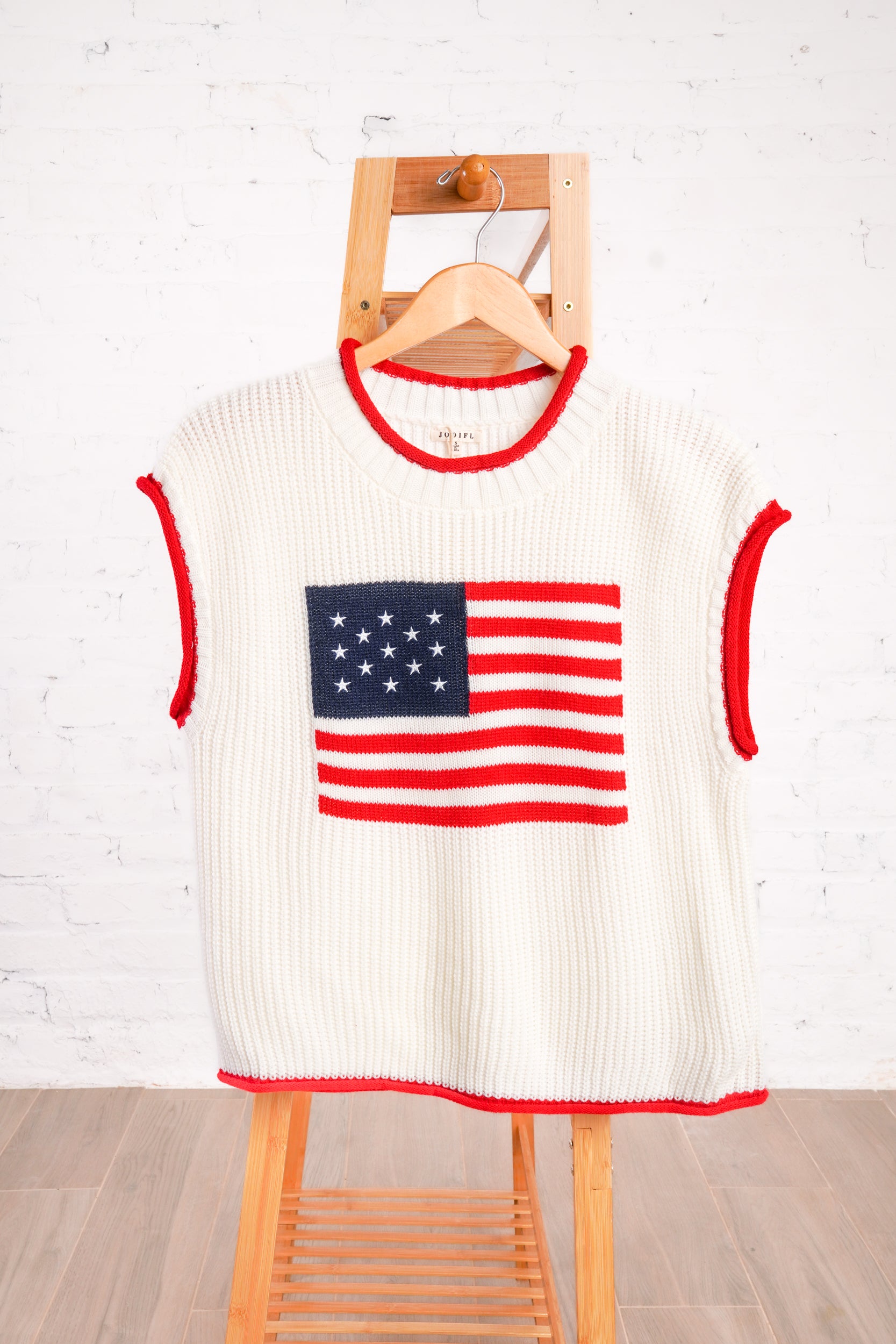 Star Spangled White Flag Sweater