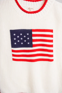 Star Spangled White Flag Sweater