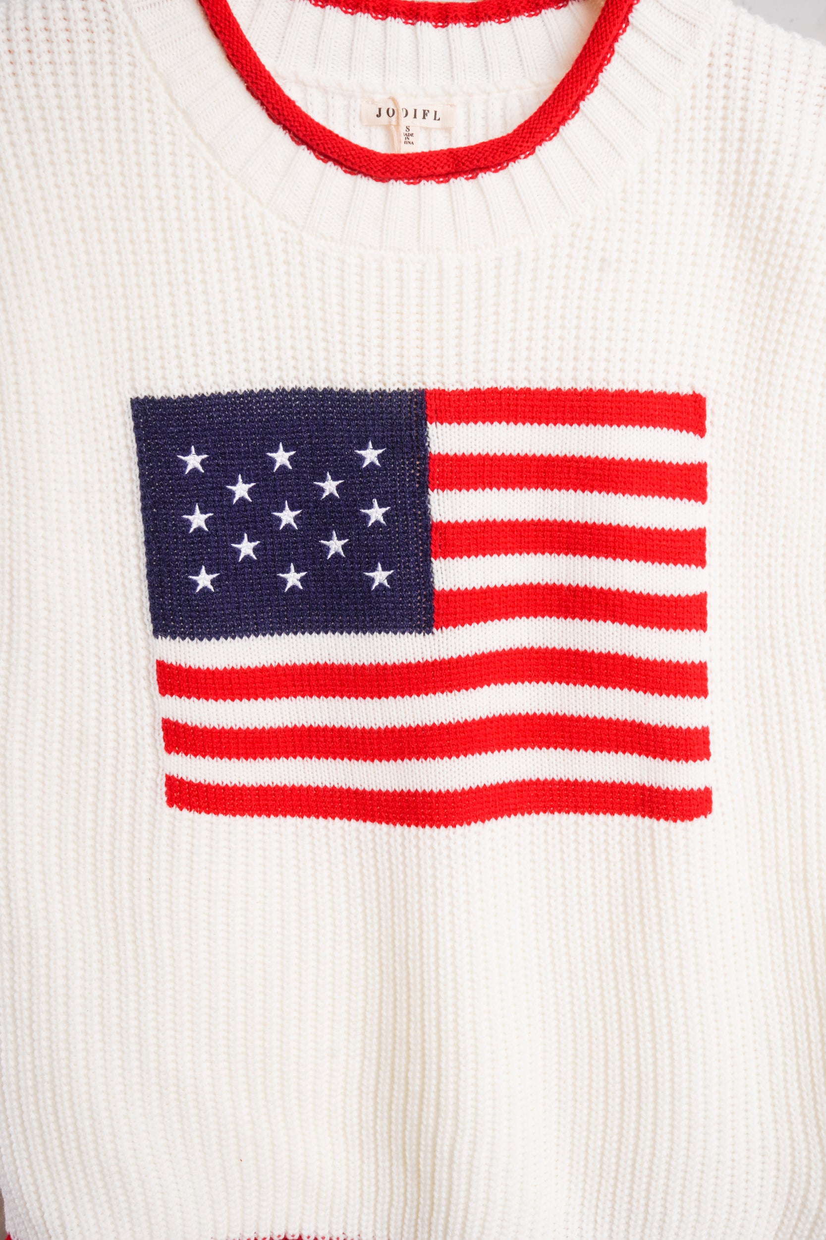 Star Spangled White Flag Sweater