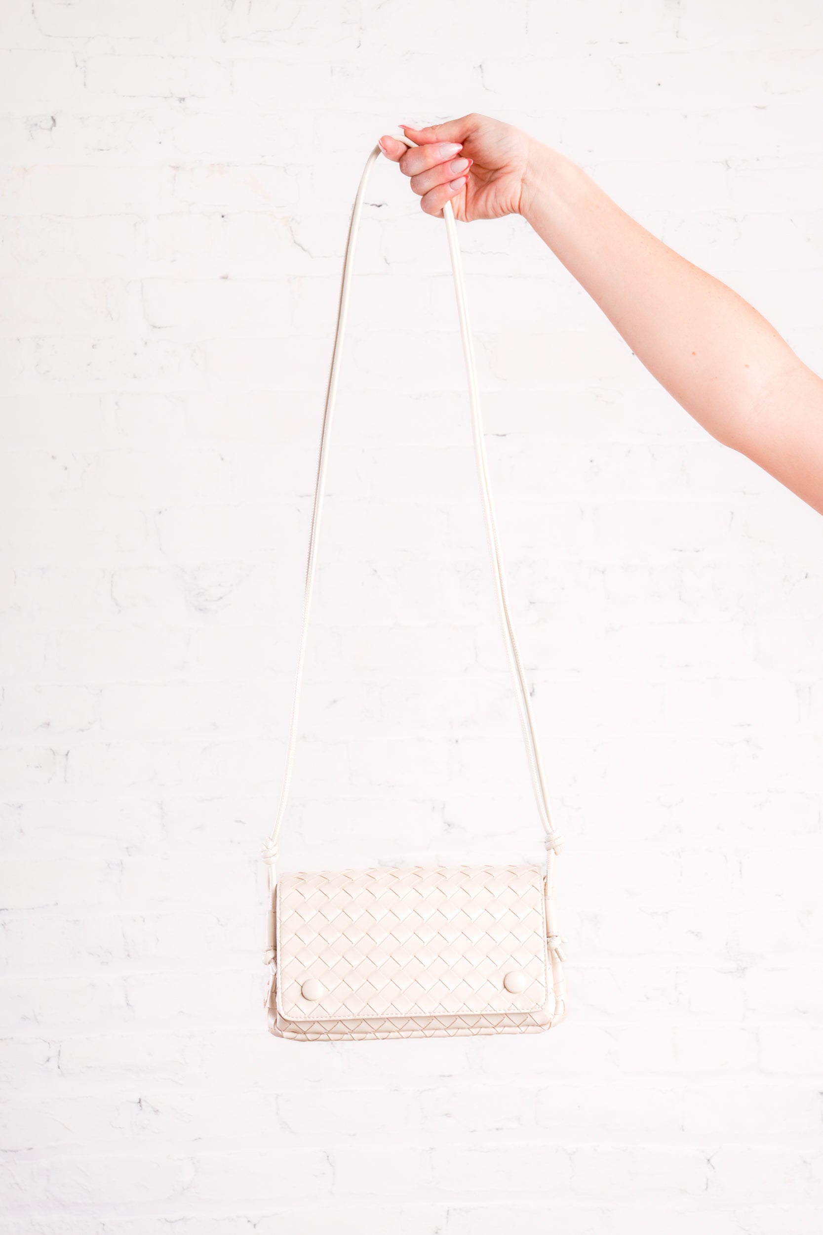 Cream Woven Crossbody Bag
