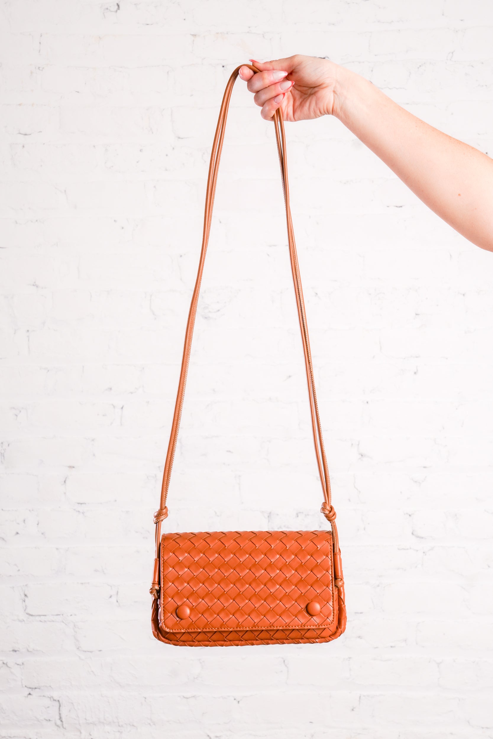 Camel Woven Crossbody Bag
