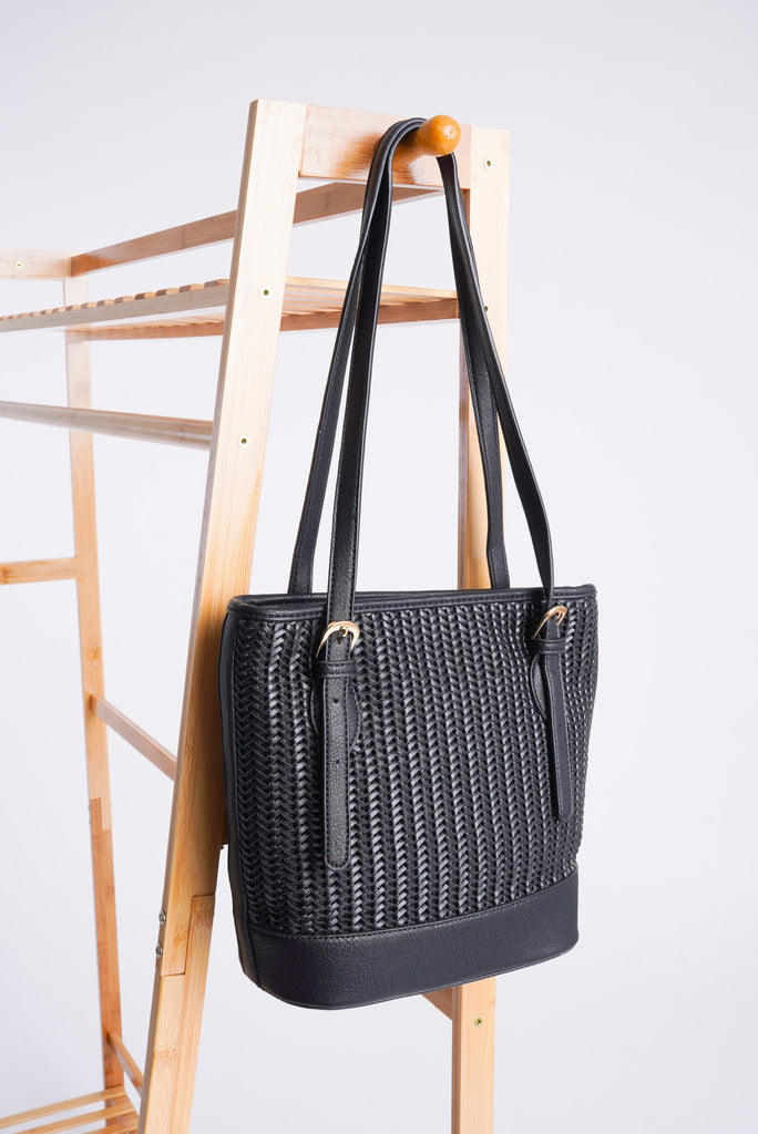 Bria Woven Leather Laptop Tote