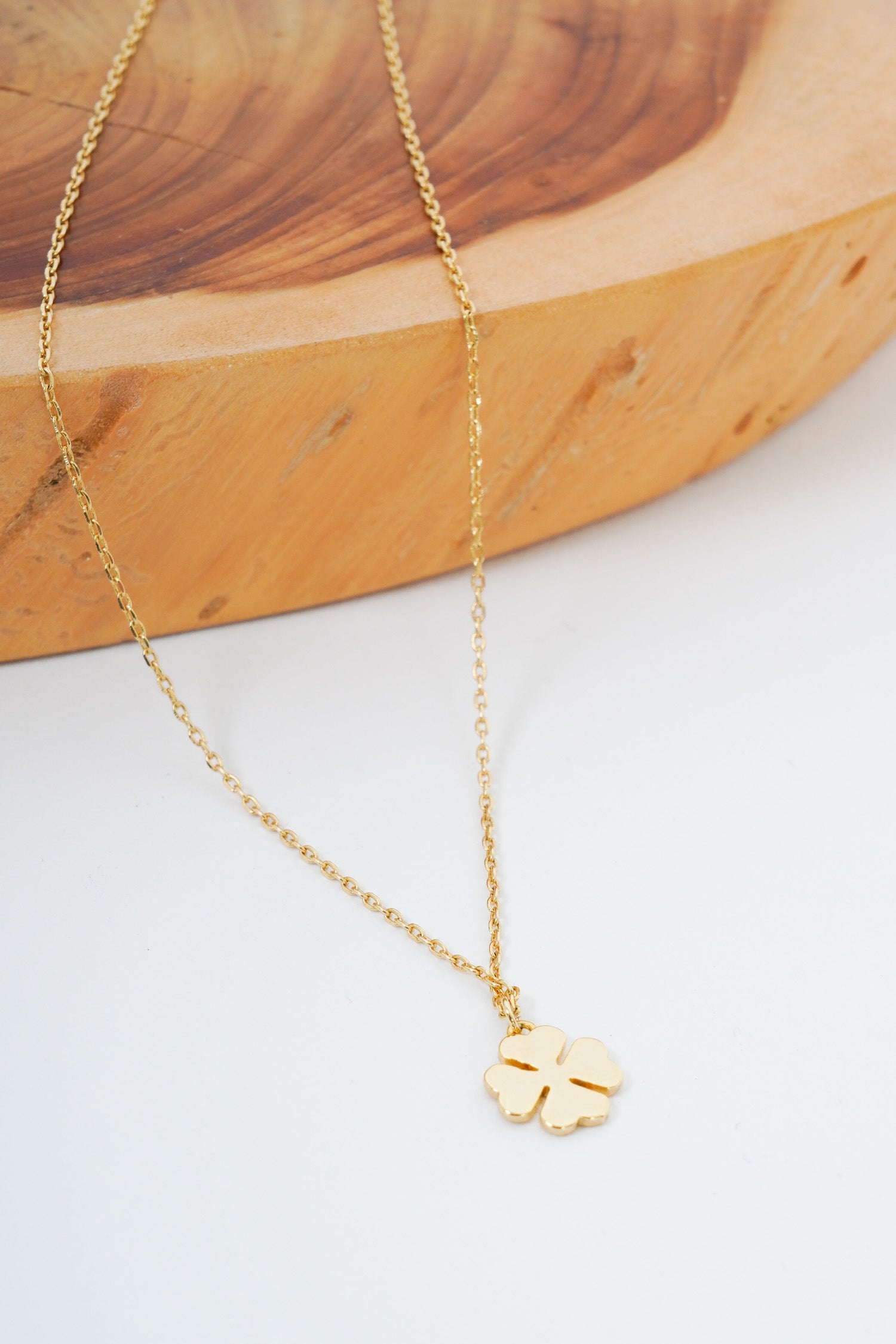 10KT White Gold Diamond-Cut 4-Leaf Clover Pendant Necklace – LSJ